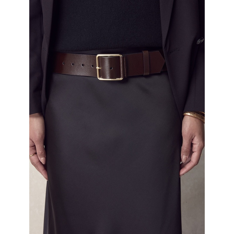 Berry Red Premium Made In Italy Wide Leather Belt