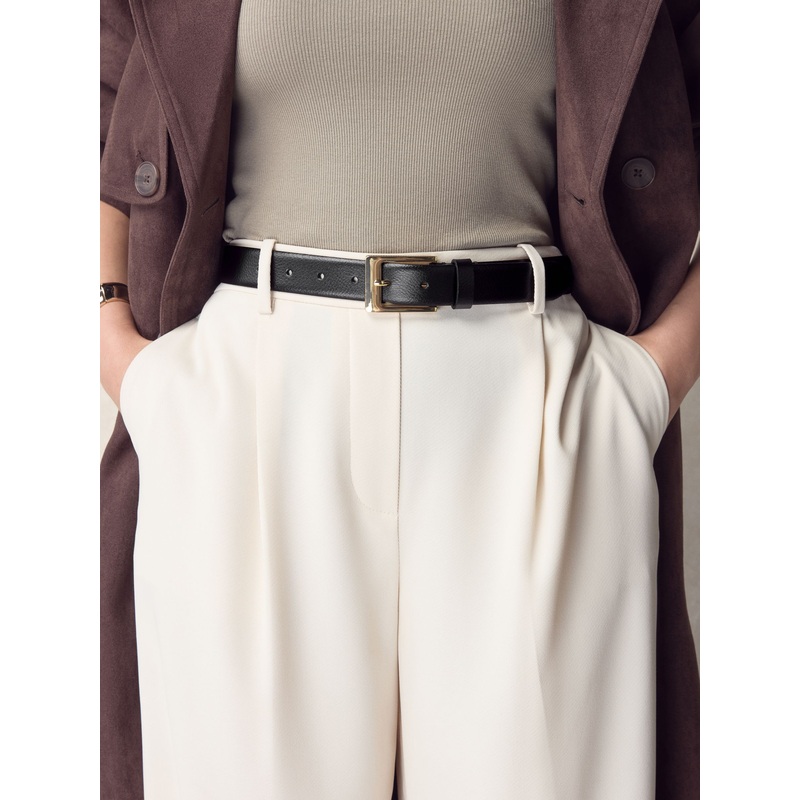 Black/Gold Tone Premium Made In Italy Leather Belt