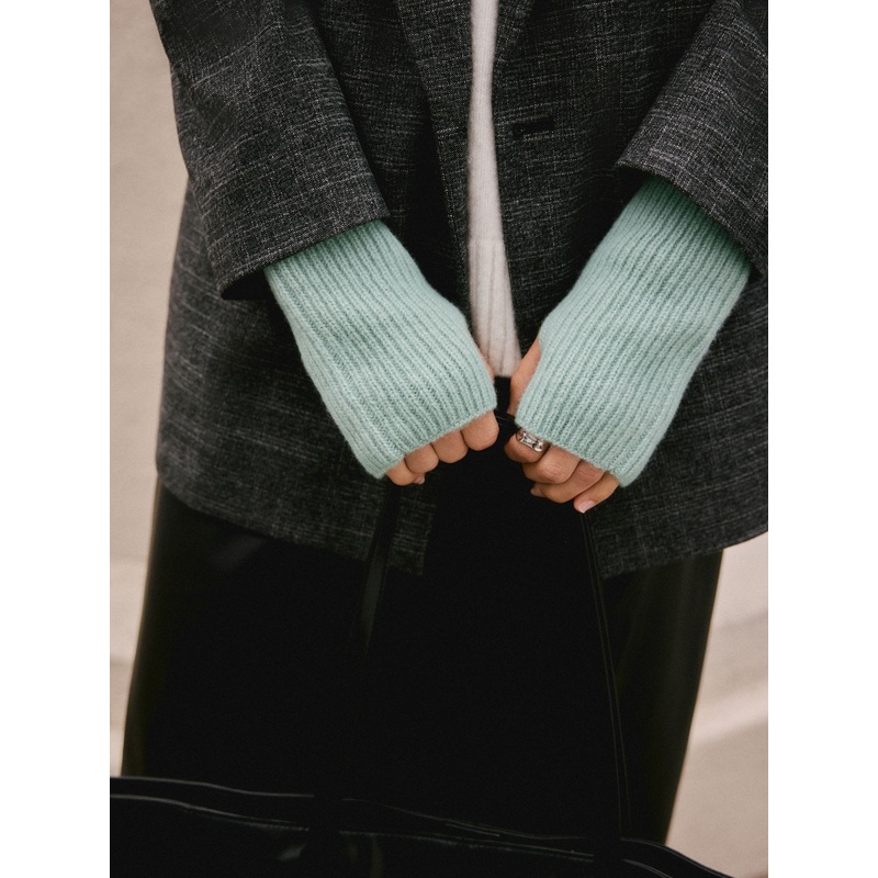 Duck Egg Blue Wool Cashmere Handwarmer Gloves