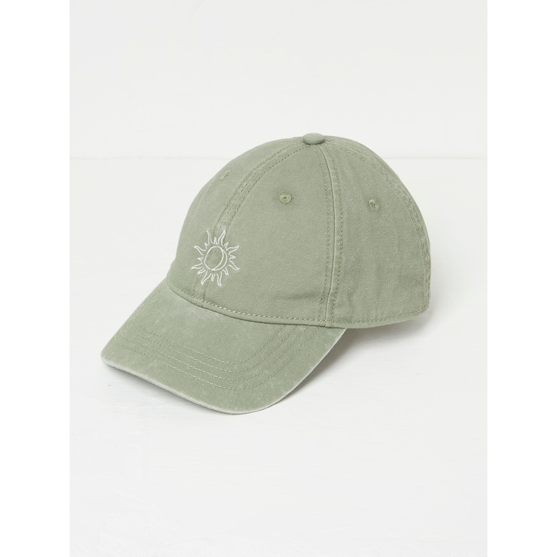 FatFace Green Embroidered Sun 100% Cotton Cap