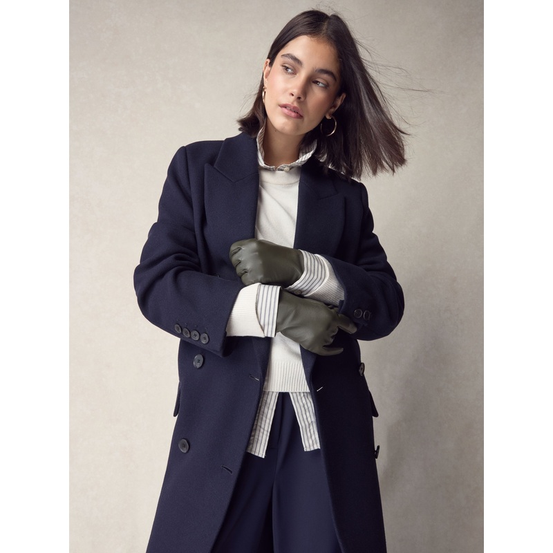 Khaki Green Leather Gloves