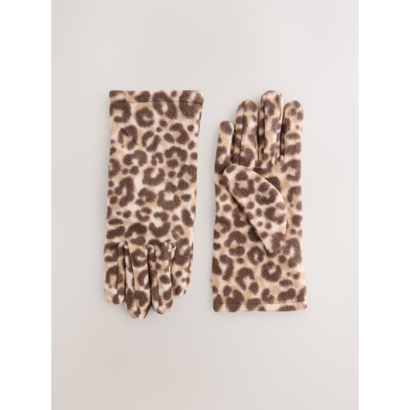 Leopard Print Fleece Gloves