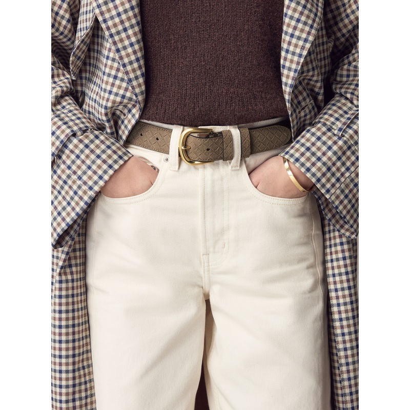 Mocha Brown Premium Made in Italy Weave Look Suede Belt