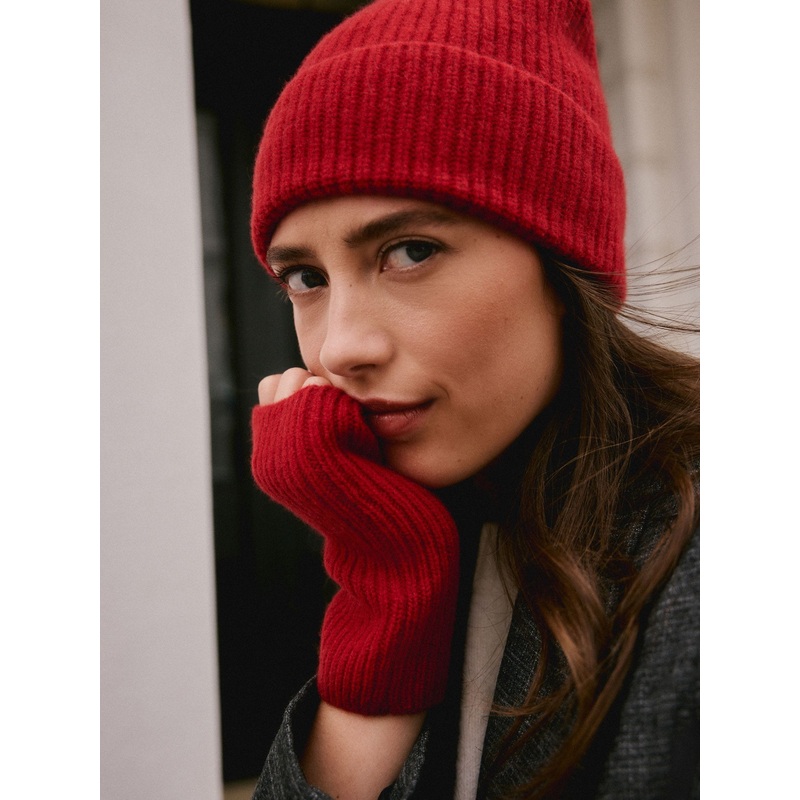 Red Wool Cashmere Handwarmer Gloves