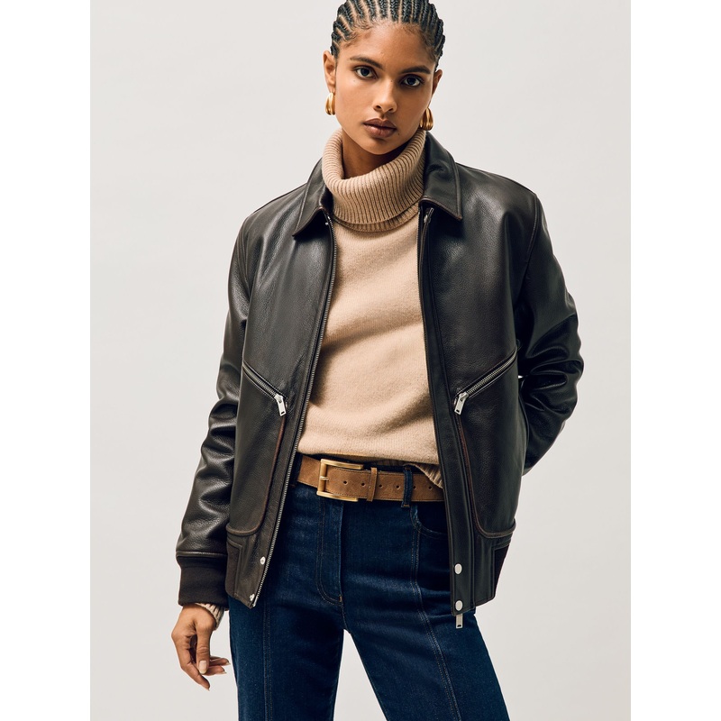 Reiss Tan Rosie Suede Square Roller Buckle Belt