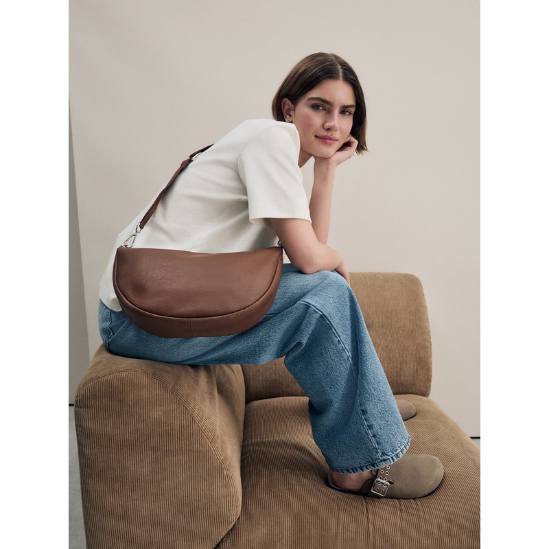 Tan Brown Leather Sling Bag