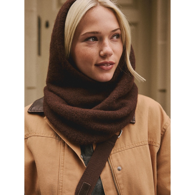 Chocolate Brown Knitted Bonnet Hat