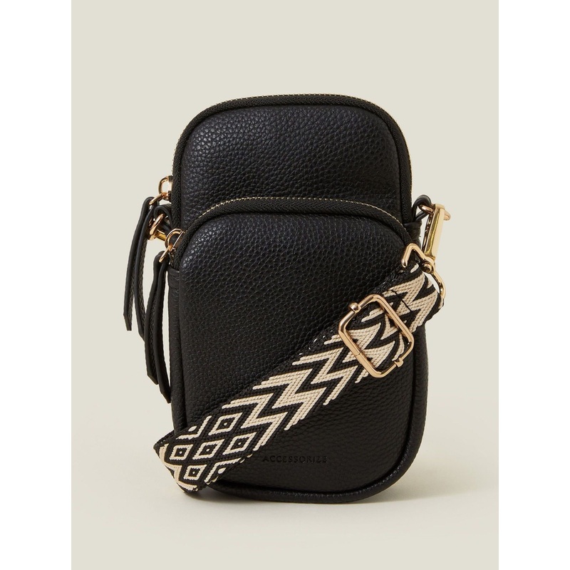 Accessorize Black Webbing Strap Phone Bag