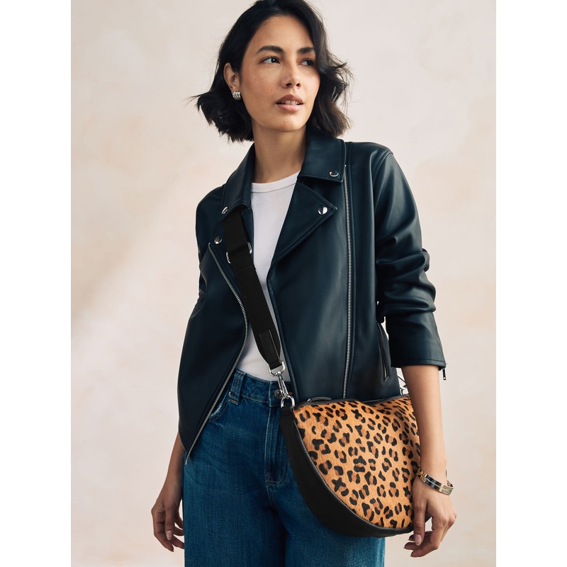 Animal Suede Sling Cross-Body Bag