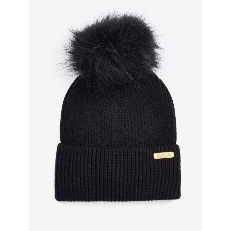 Barbour International Black Mallory Pom Beanie Hat
