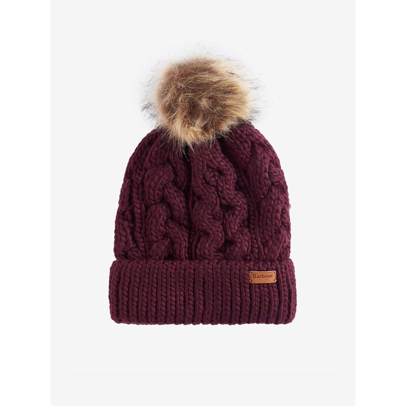 Barbour Red Penshaw Pom Beanie Hat