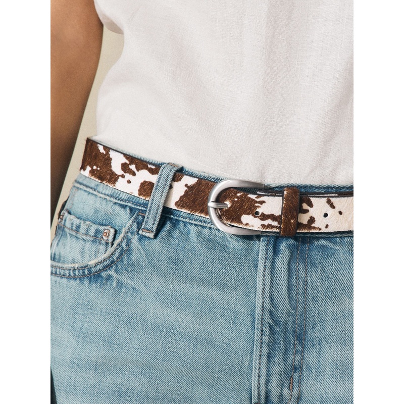 Cow Print Hair-on Leather Belt