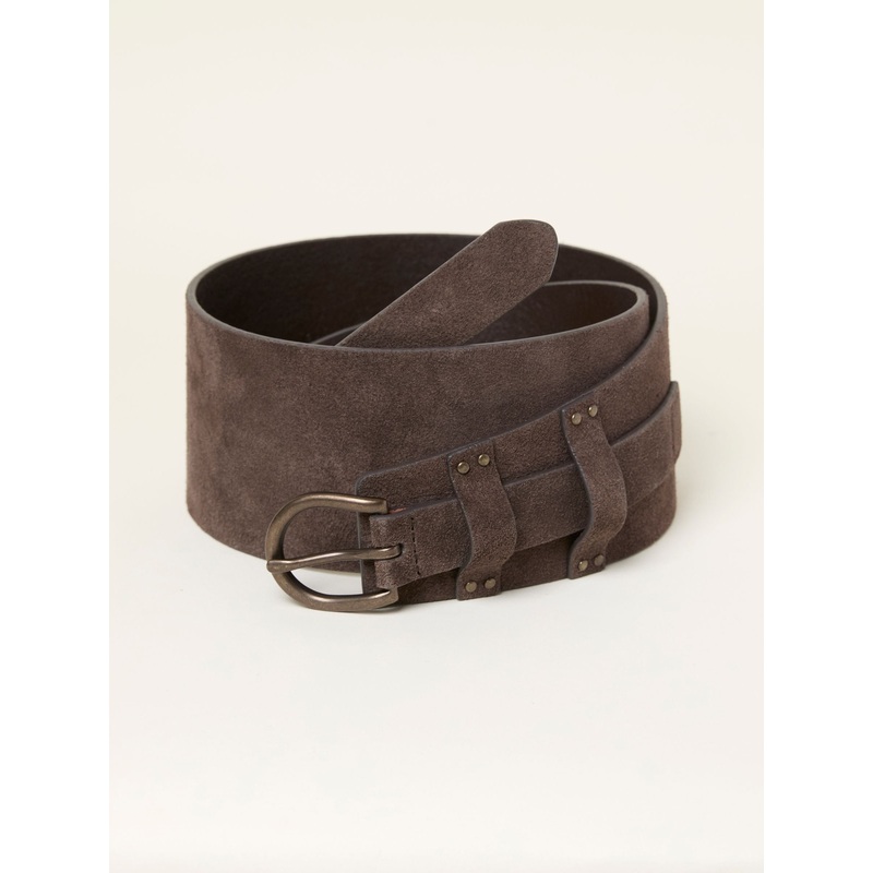 FatFace Chocolate Brown Suede Waist Belt