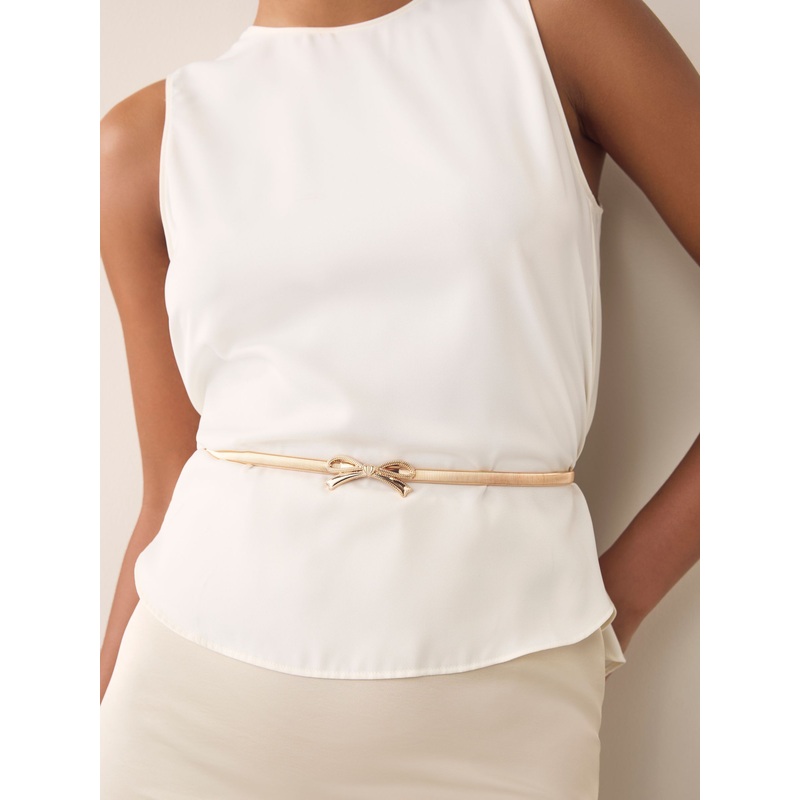 Gold Bow Skinny Stretch Belt