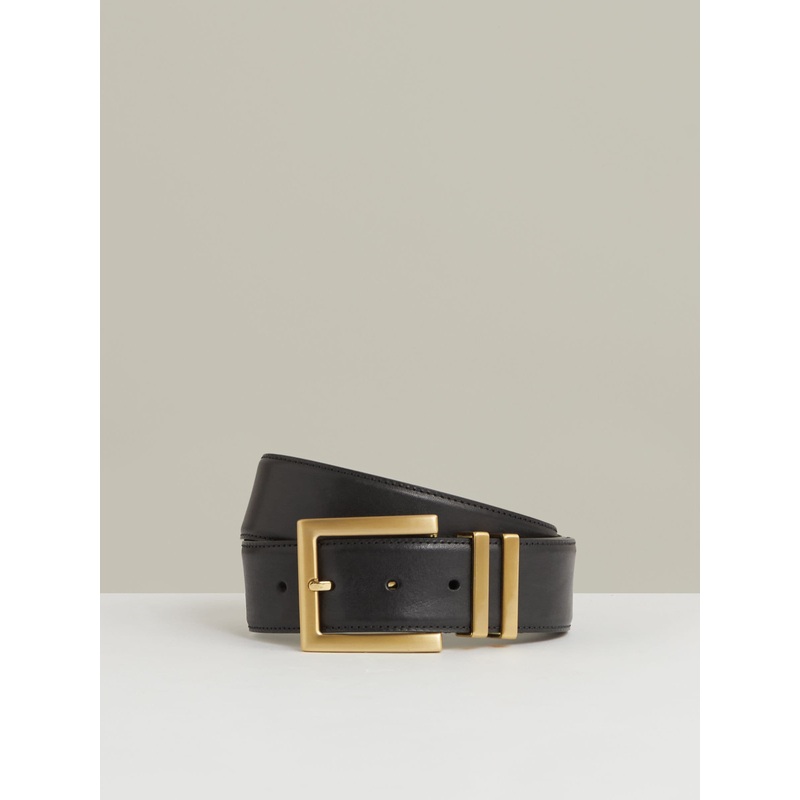 Reiss Black Brompton Leather Square Buckle Belt
