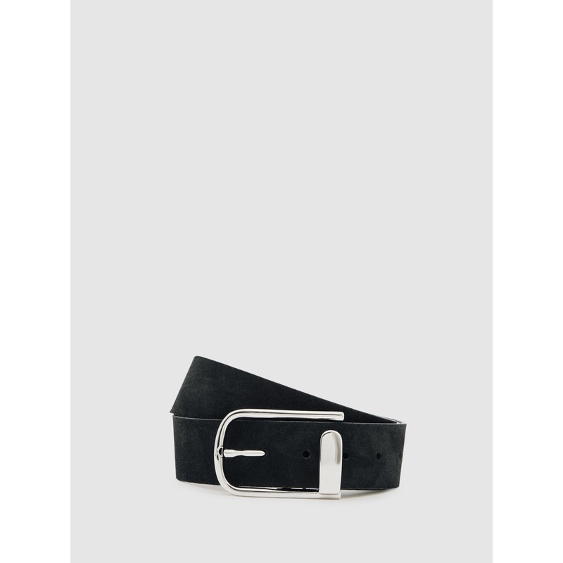 Reiss Black Iyla Suede Half Keeper Belt