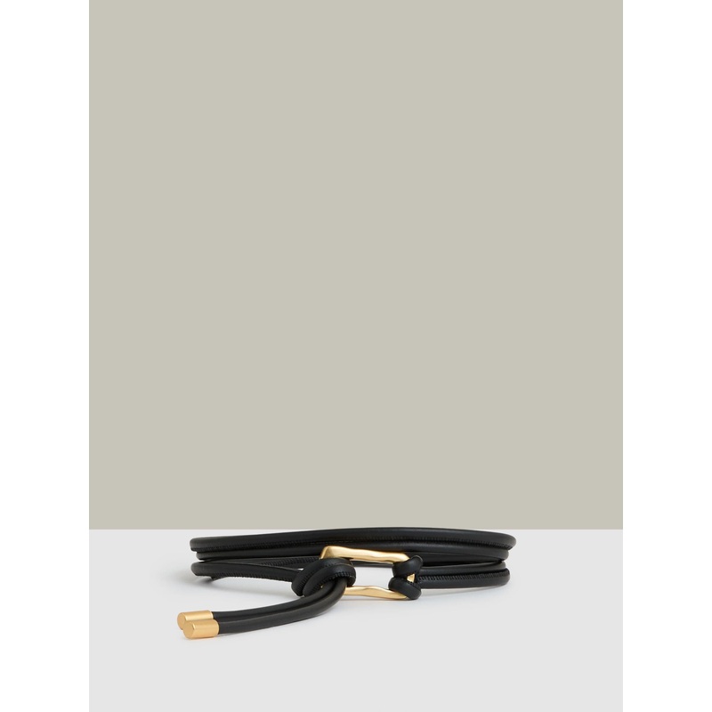 Reiss Black Tara Sculpted Buckle Tubular Tie Belt