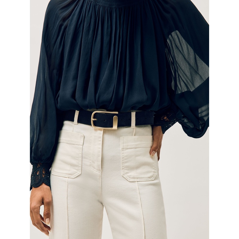 Reiss Navy Iyla Suede Half Keeper Belt