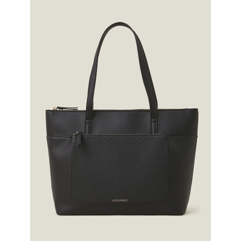 Accessorize Black Front Pocket Tote Bag