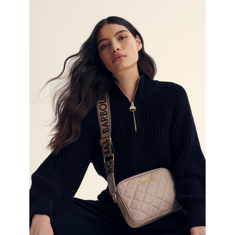 Barbour International Nude Quilted Sloane Crossbody Bag