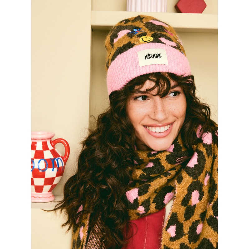 Eleanor Bowmer Leopard Print Embroidered Hat