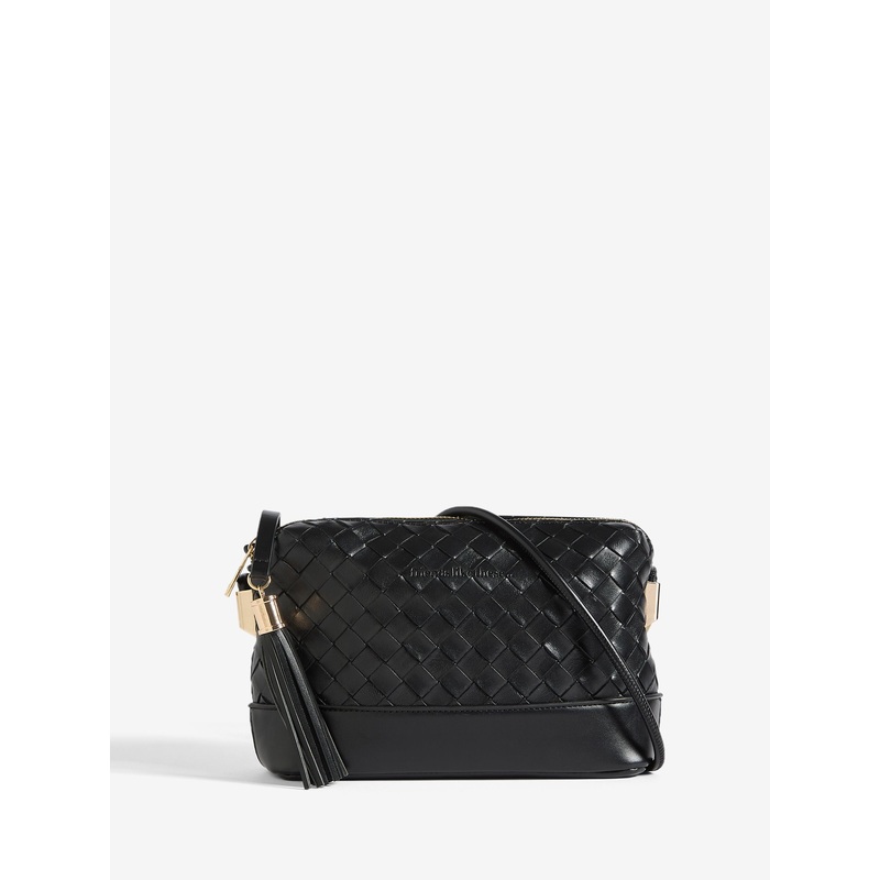 Friends Like These Black Weave Knotted Handle Cross-Body Bag
