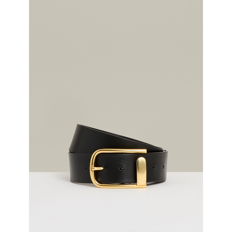 Reiss Black Iyla Leather Half-Keeper Belt