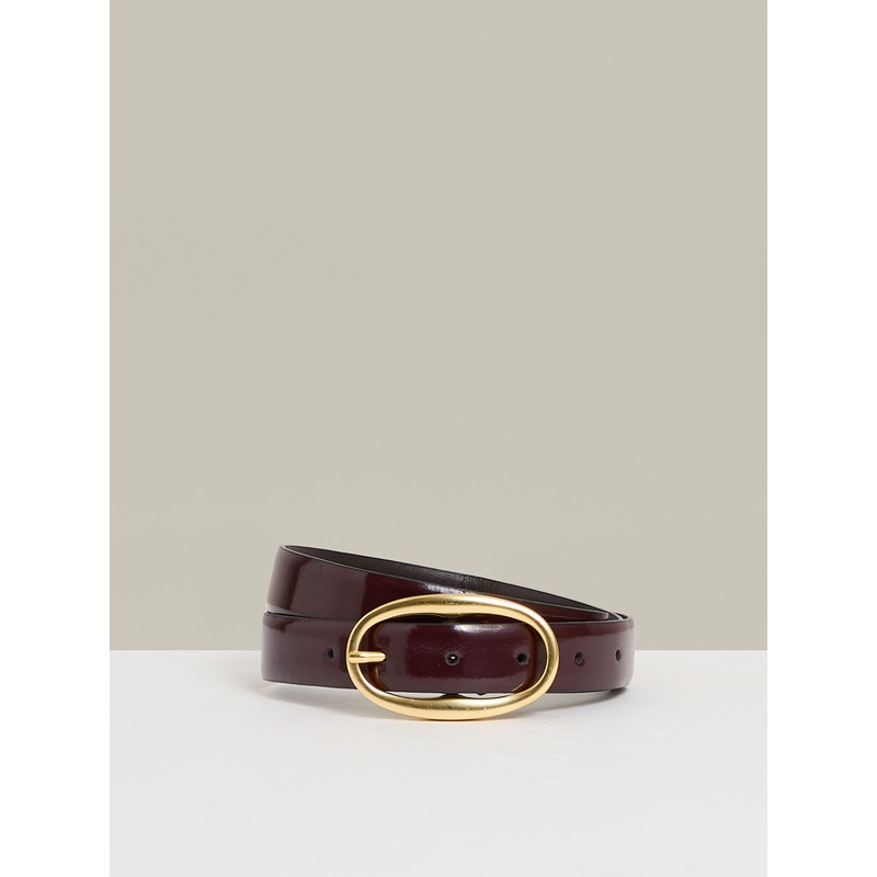 Reiss Oxblood Drew Patent Leather Oval Buckle Belt
