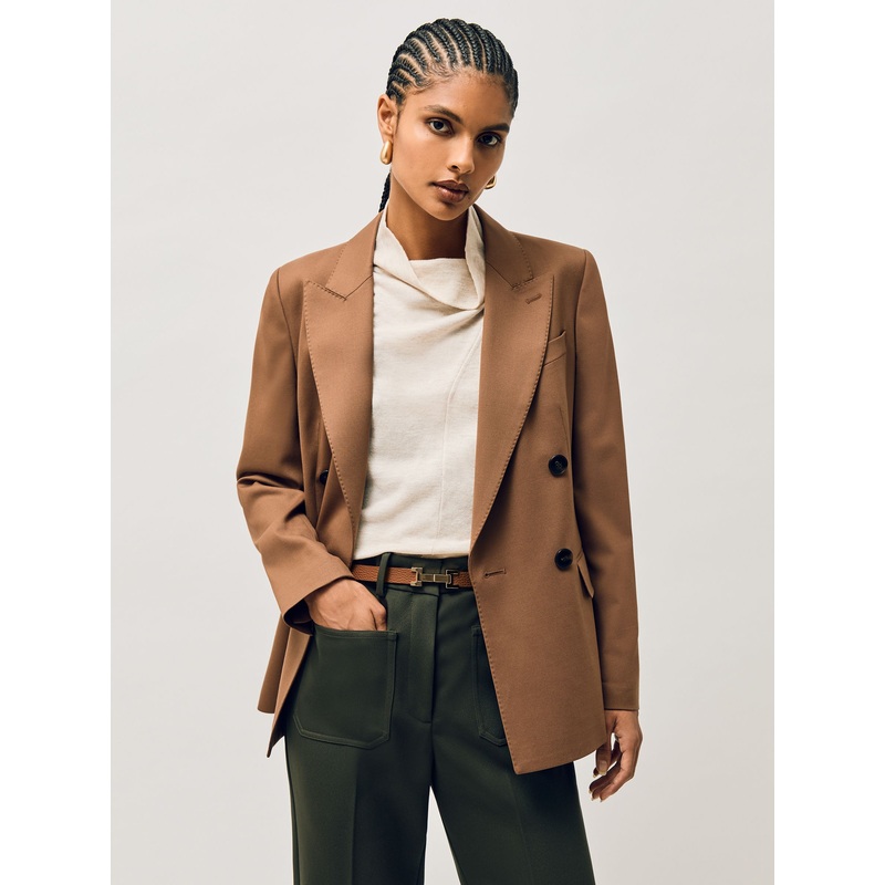 Reiss Tan Hayley Leather Square Hinge Belt